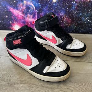 Nike Court Borough Size 5.5 Y (GS) Mid Black Pink White Shoes CD7782-005